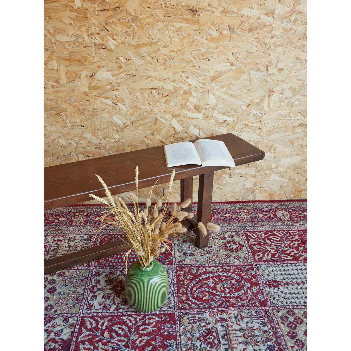 Banc de ferme en bois Antoine N°428 - Bon état bois foncé, DEBONGOUT