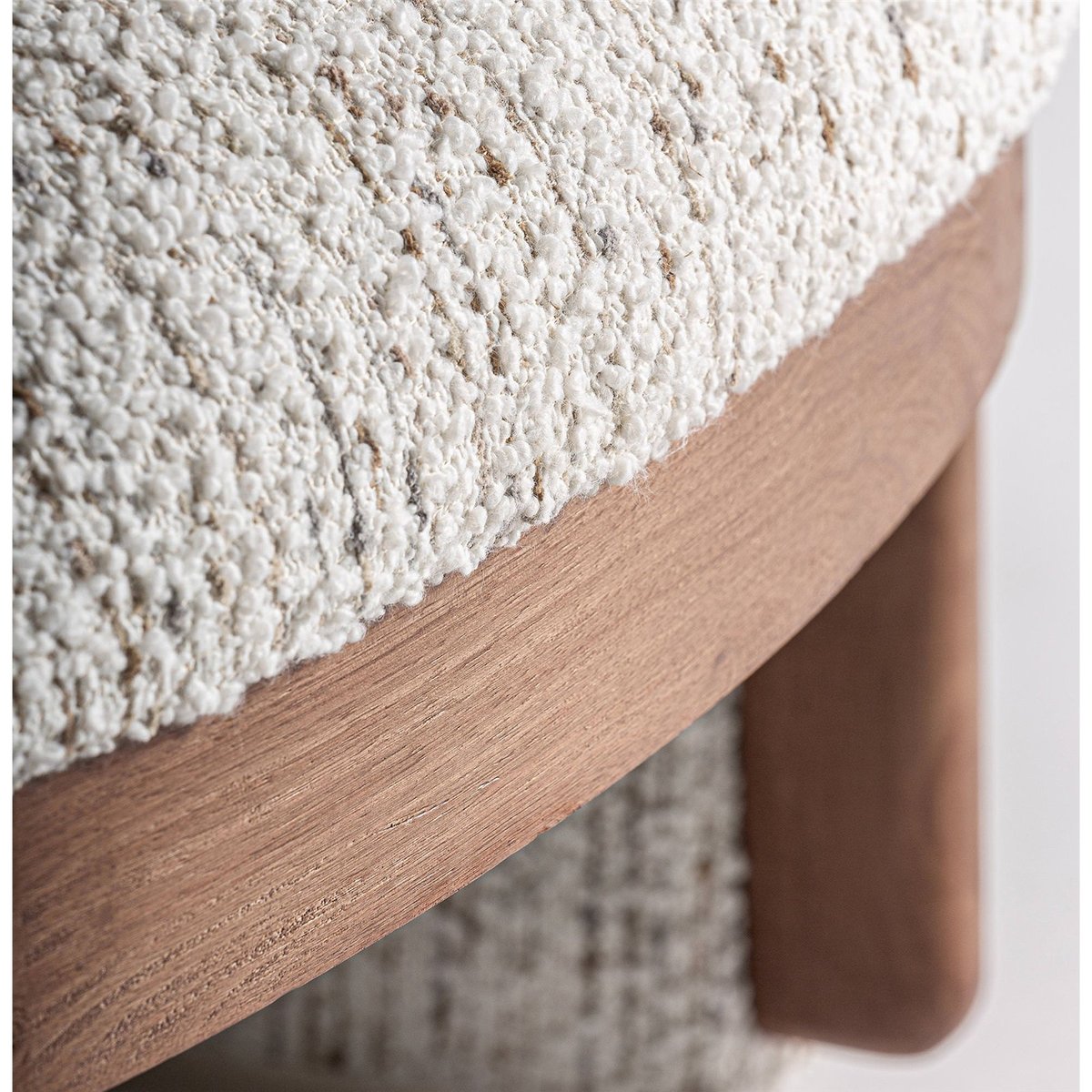 Fauteuil art déco en pin massif style vintage blanc cassé effet bois naturel, RECOLLECTION
