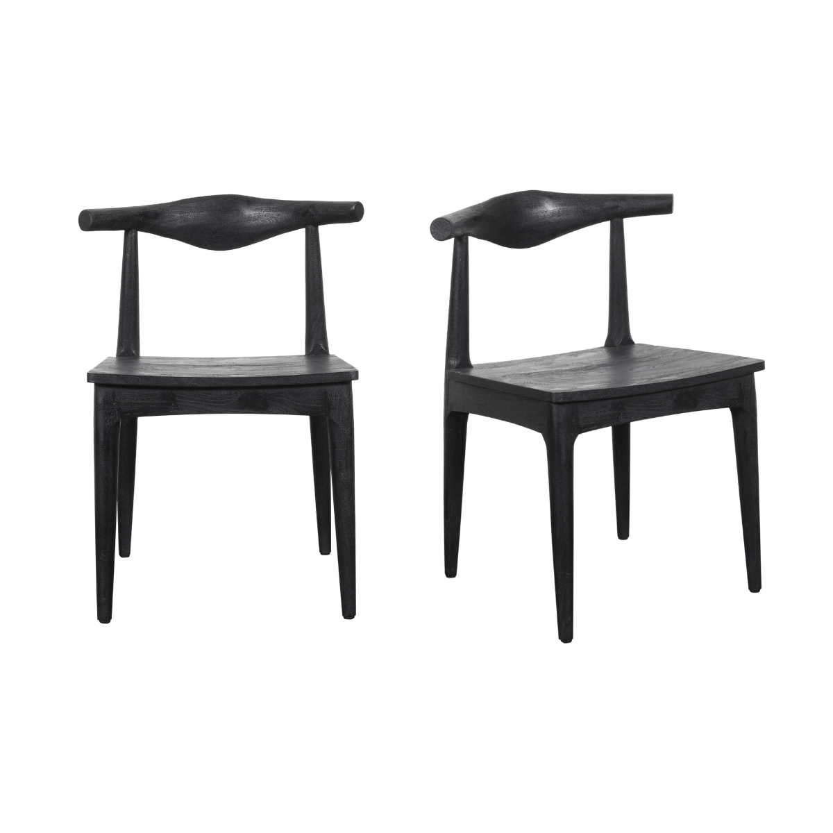 Lot de 2 chaises en acacia massif noir LUCIEN noir, SIGNATURE