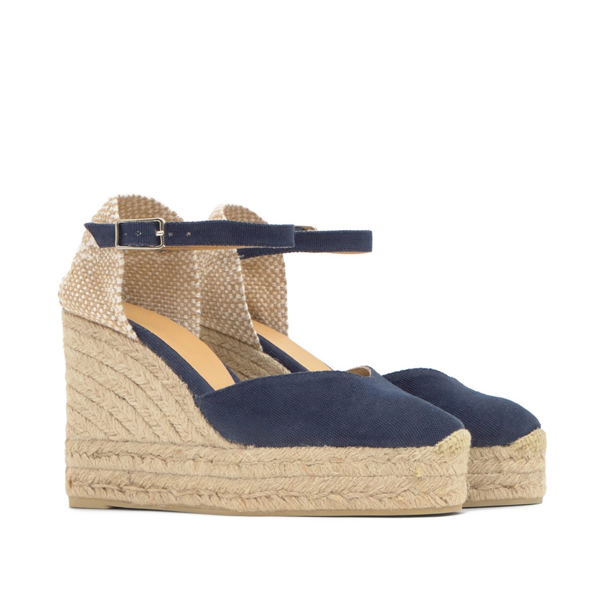 Espadrilles compensées à plateforme tressée CHIARITA EXTRA PLATFORM bleu foncé, CASTANER