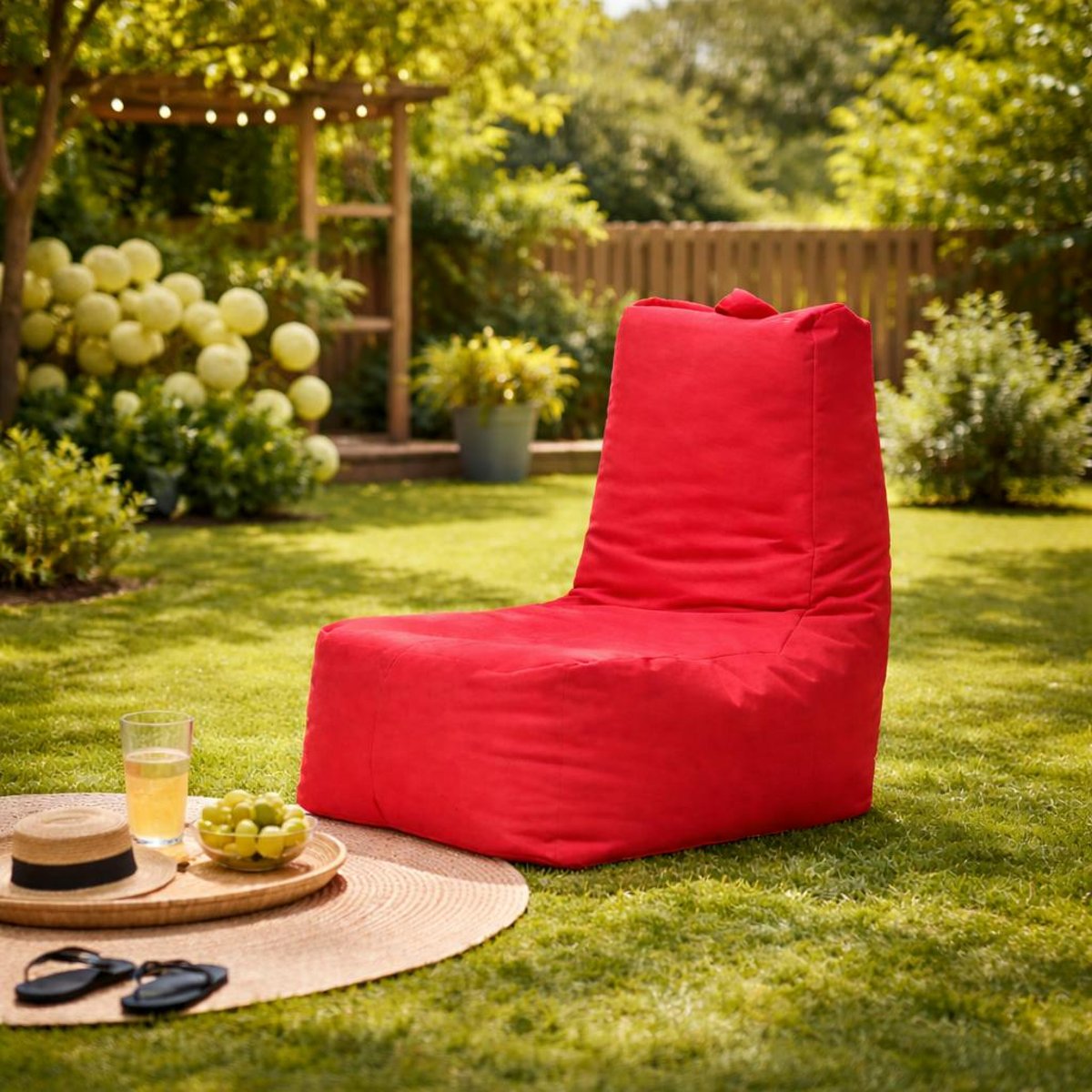 Fauteuil pouf d'extérieur imperméable ARTA rouge, PIER IMPORT