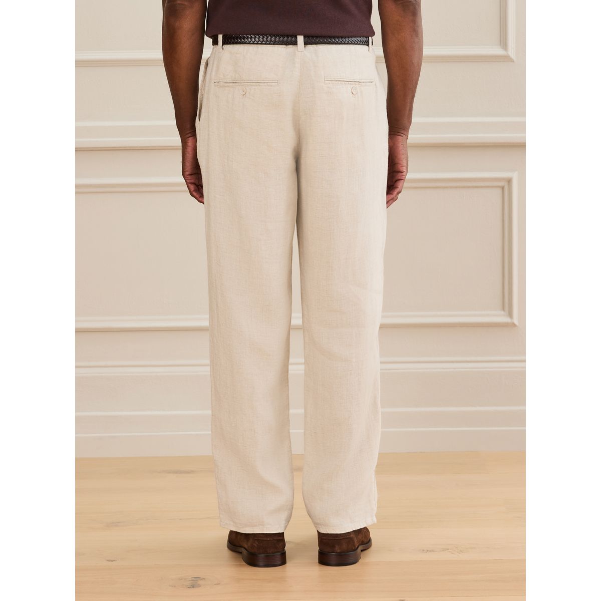 Pantalon lin à chevrons signature os, NEXT