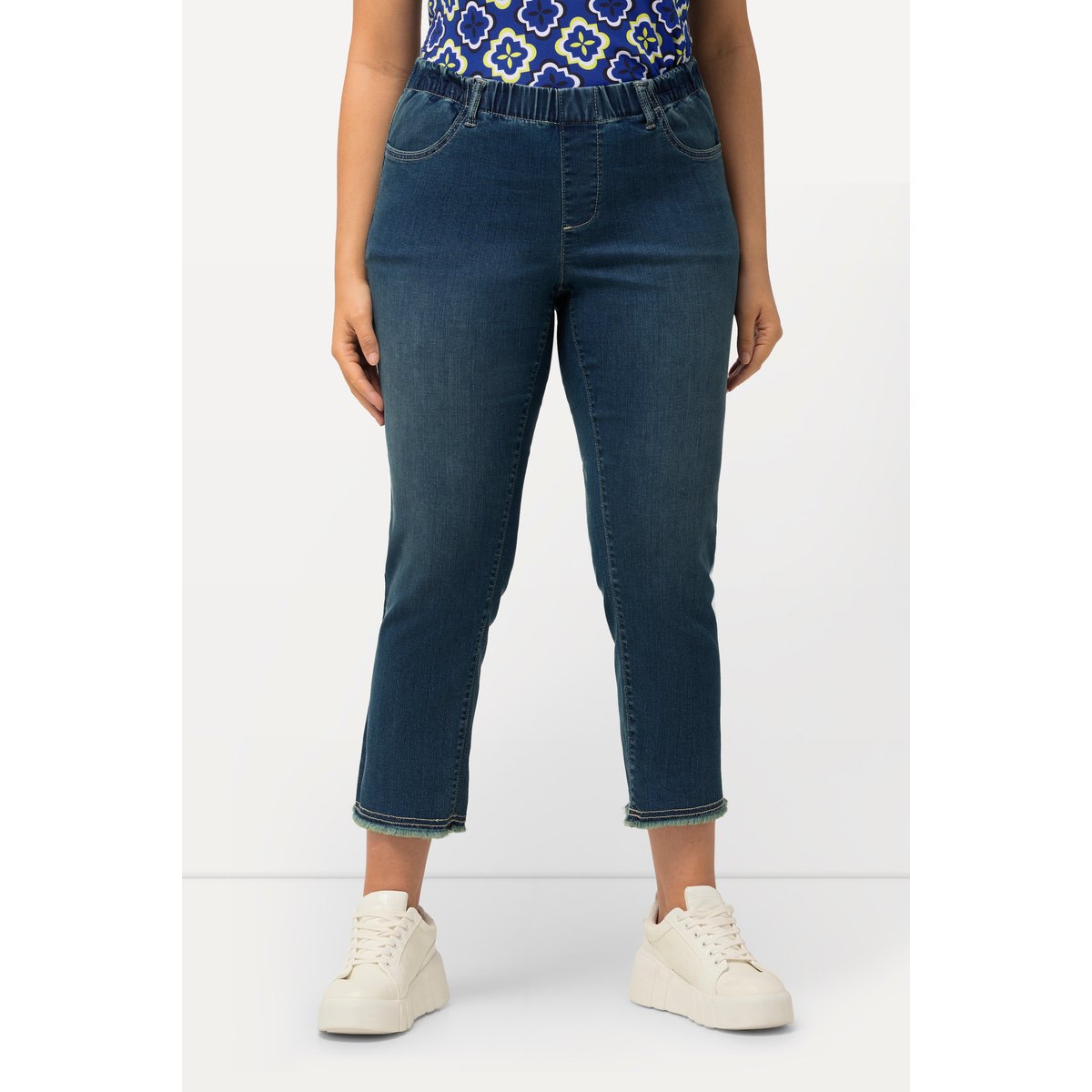 Jean Sienna longueur 7/8. Taille élastique. bleu jean, ULLA POPKEN