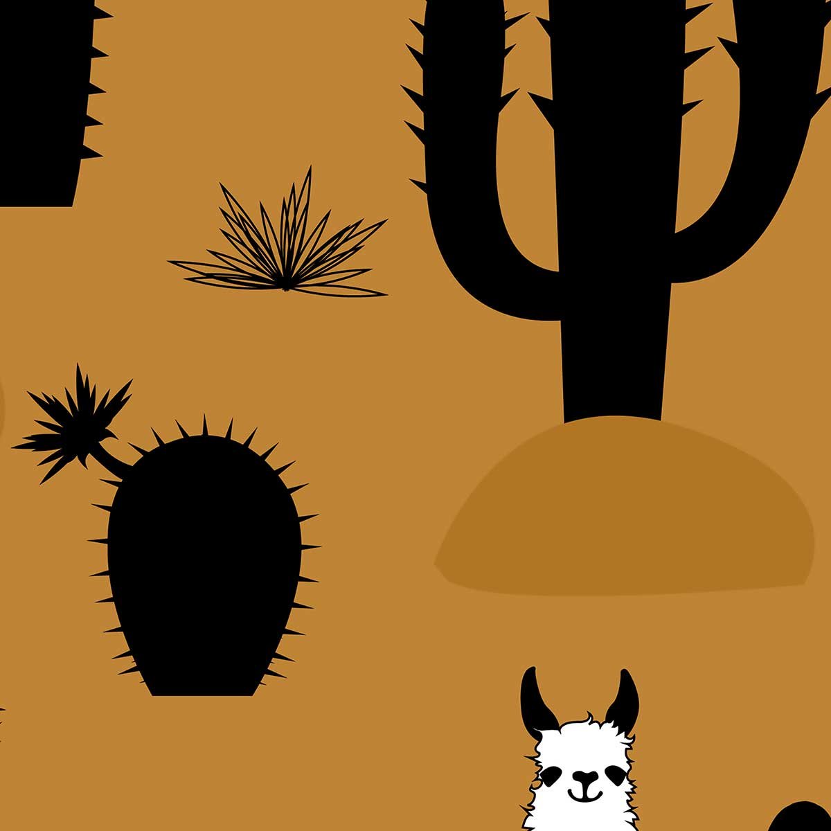 Affiche illustration lama et cactus toile imprimée, HEXOA