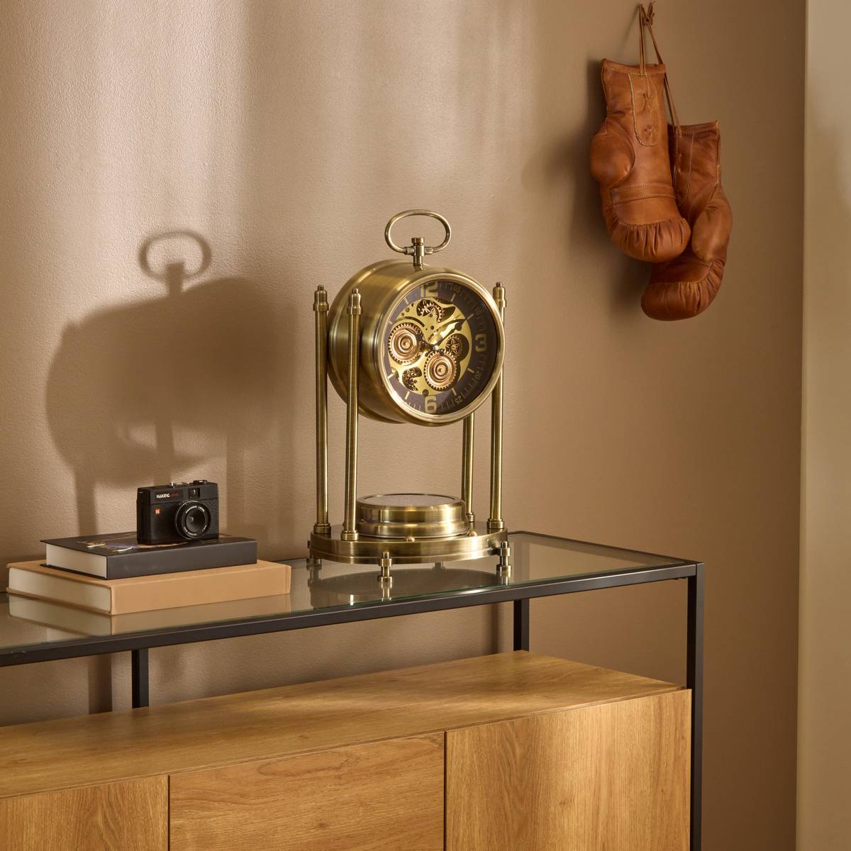 Horloge à poser en acier ZAC doré, ATMOSPHERA