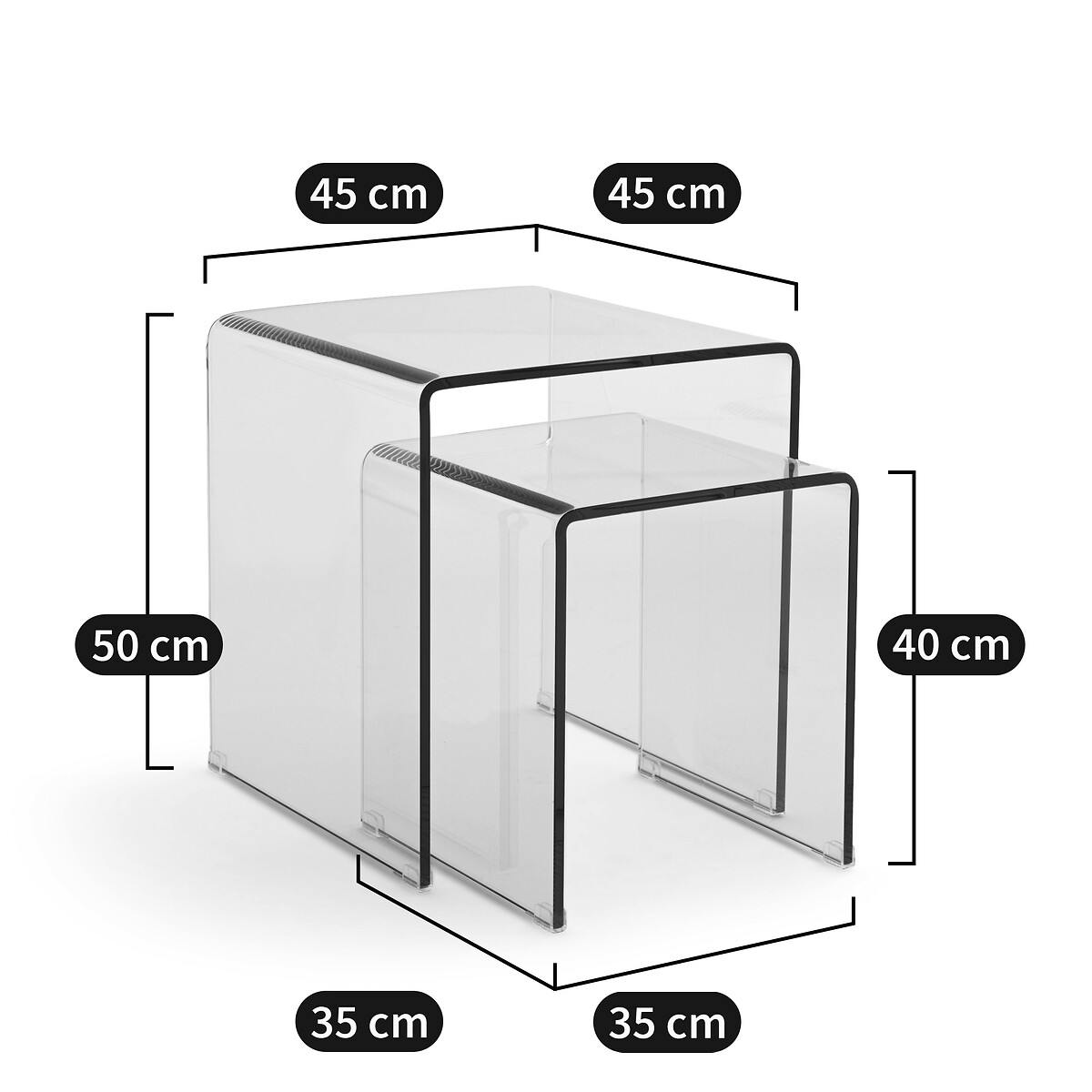 2er-Set Beistelltische Joan, gehärtetes Glas transparent, LA REDOUTE INTERIEURS