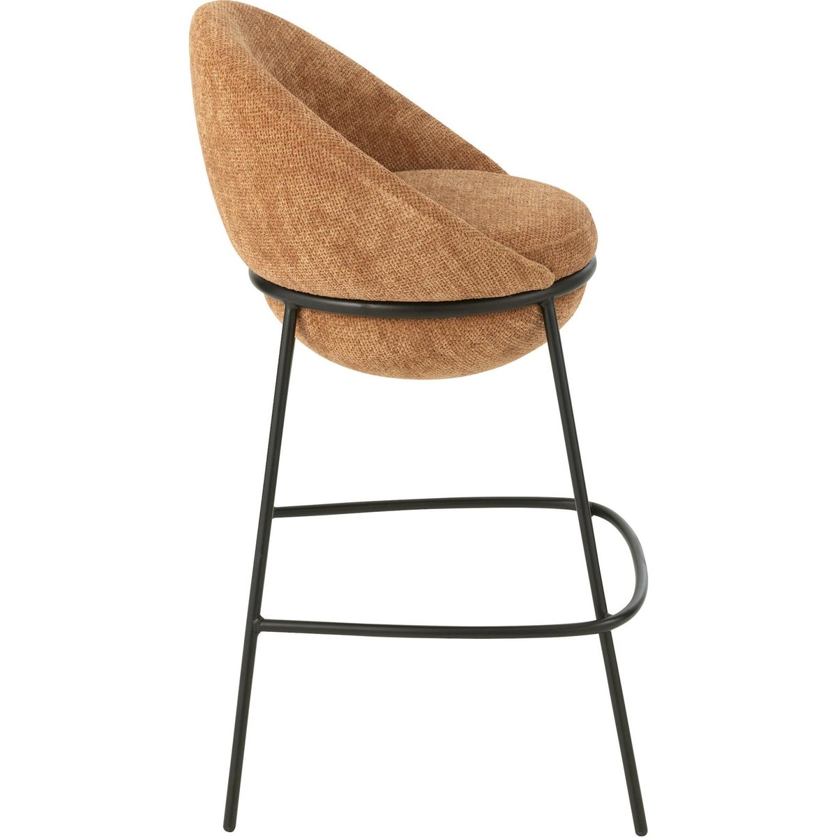 Tabouret de bar en tissu et pieds en fer terracotta tissu et fer noir, RECOLLECTION