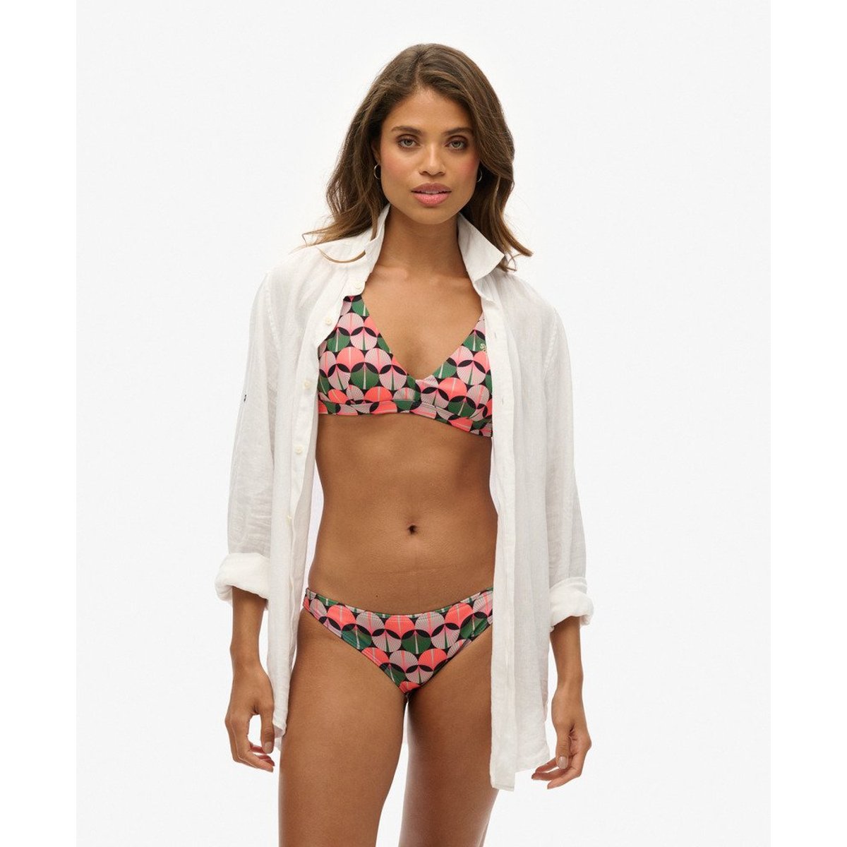 Bas de bikini classique imprimé orange géométrique, SUPERDRY