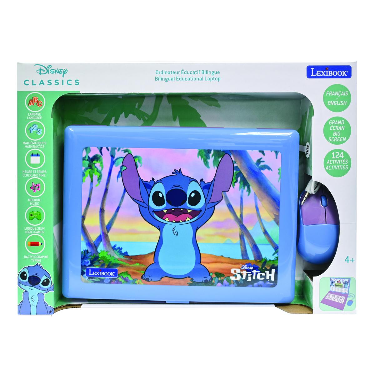 Ordinateur portable éducatif parlant bilingue Stitch- Français/Anglais violet, LEXIBOOK