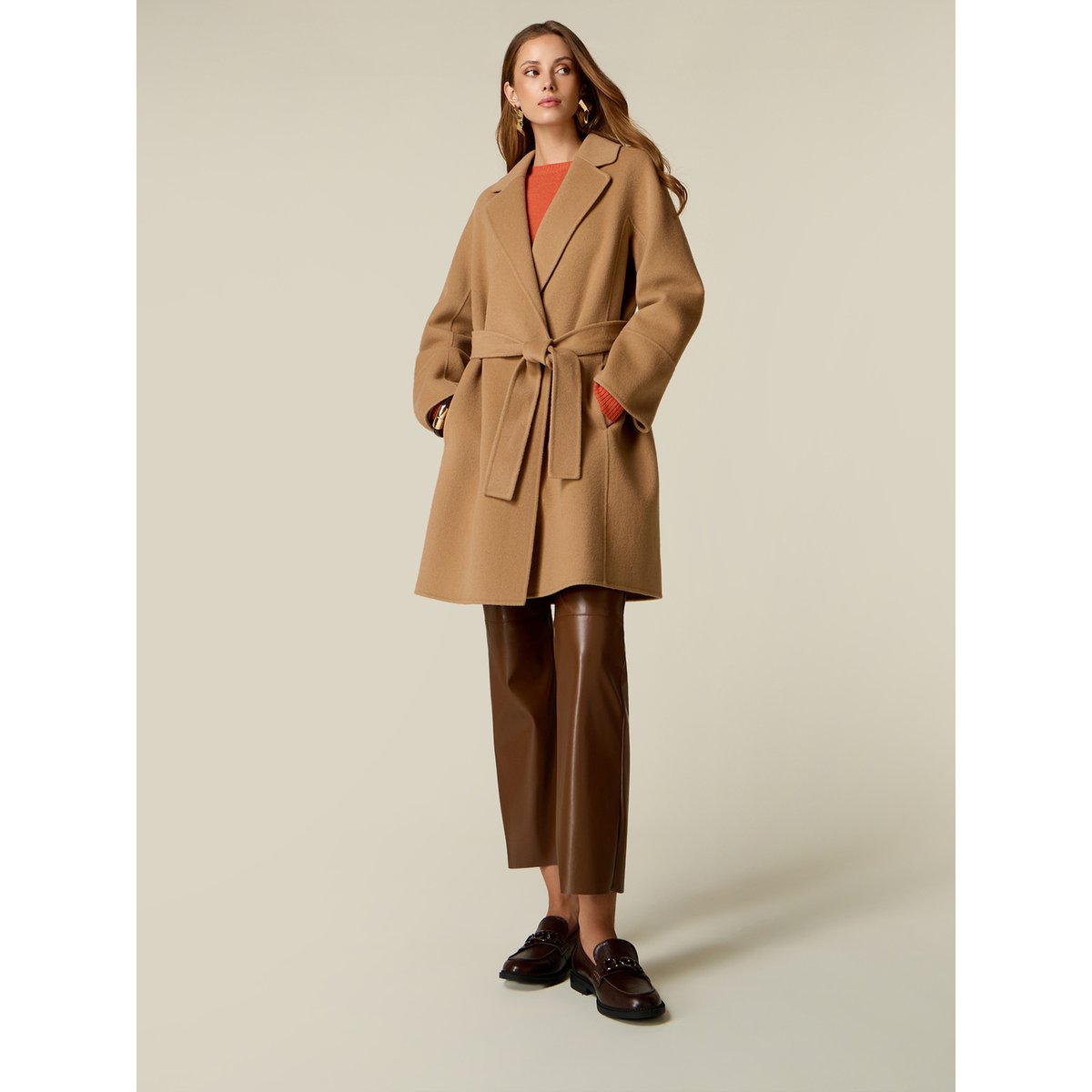 Manteau avec ceinture beige, OLTRE