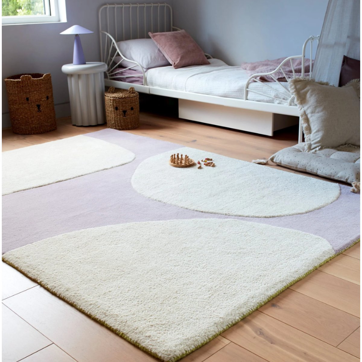 Tapis salon et chambre moderne en laine COBBLE rose, NOVATREND