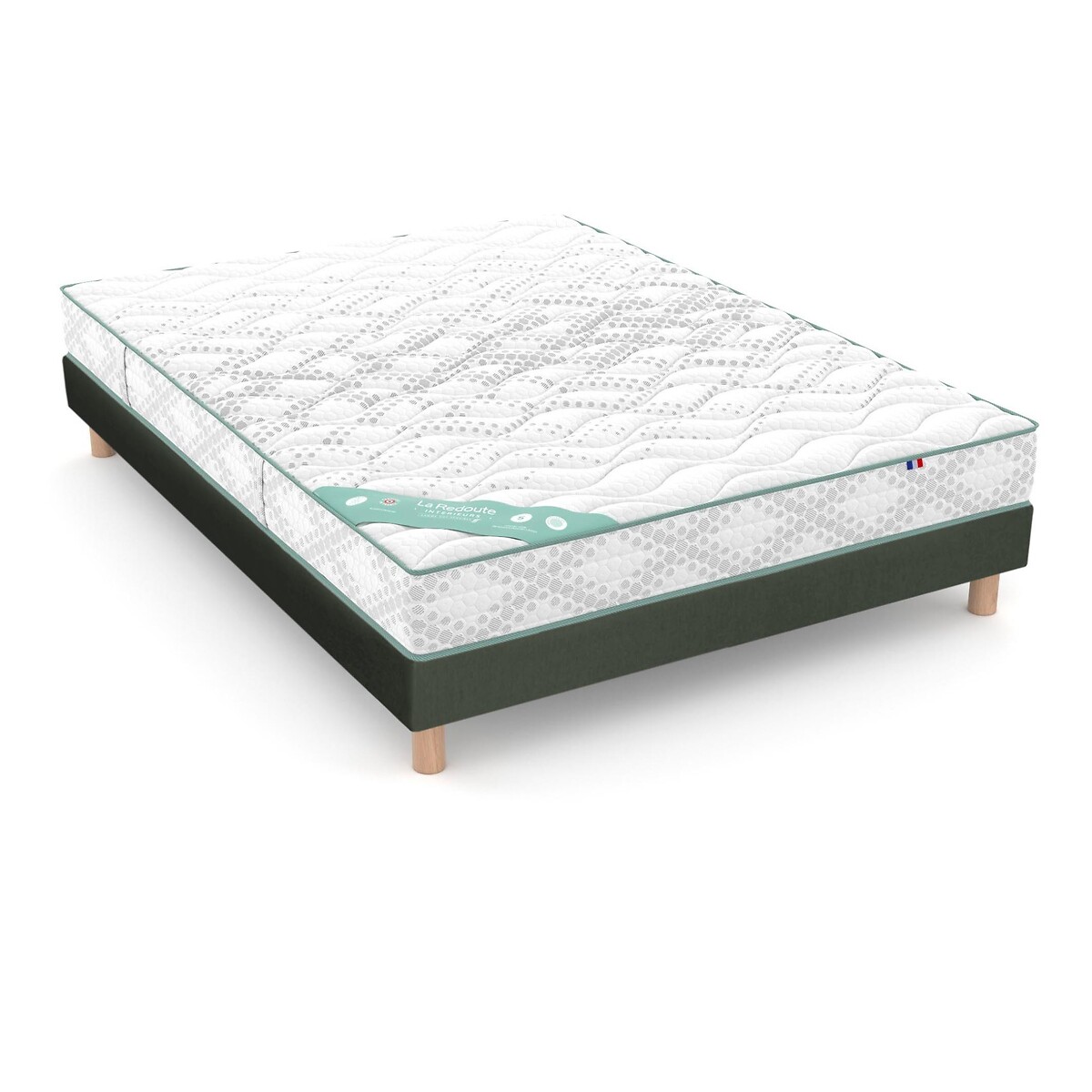 Ensemble matelas dos sensible, 672 ressorts, ferme, accueil moelleux et sommier céladon, LA REDOUTE INTERIEURS