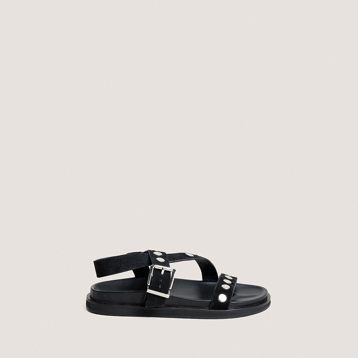 Sandales en cuir WIZARD, studs noir, JONAK