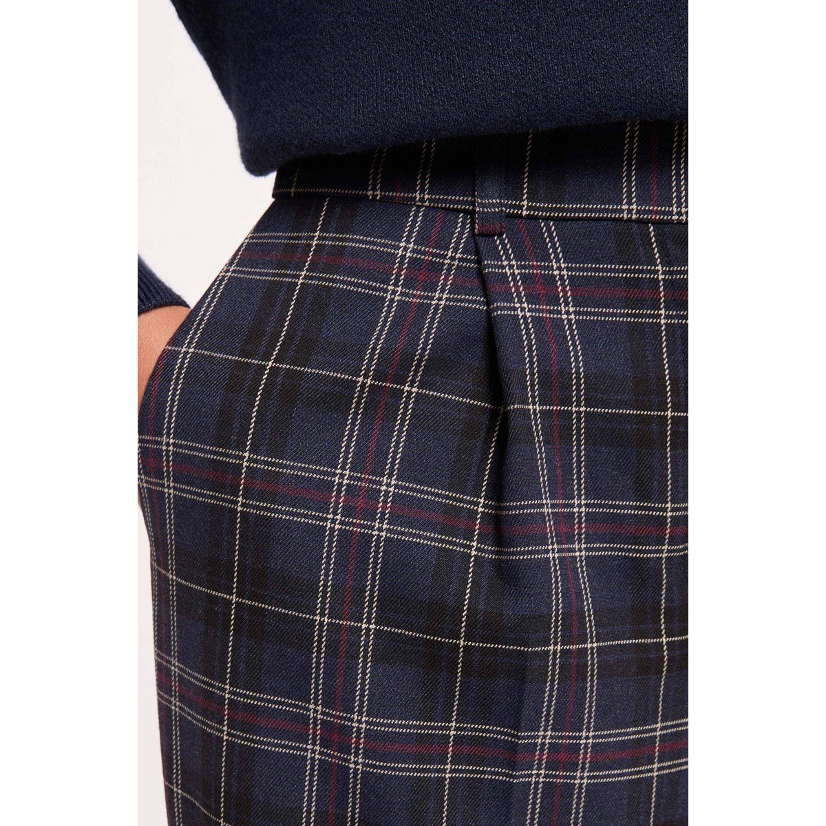 Pantalon large taille haute a carros multicolore, MORGAN