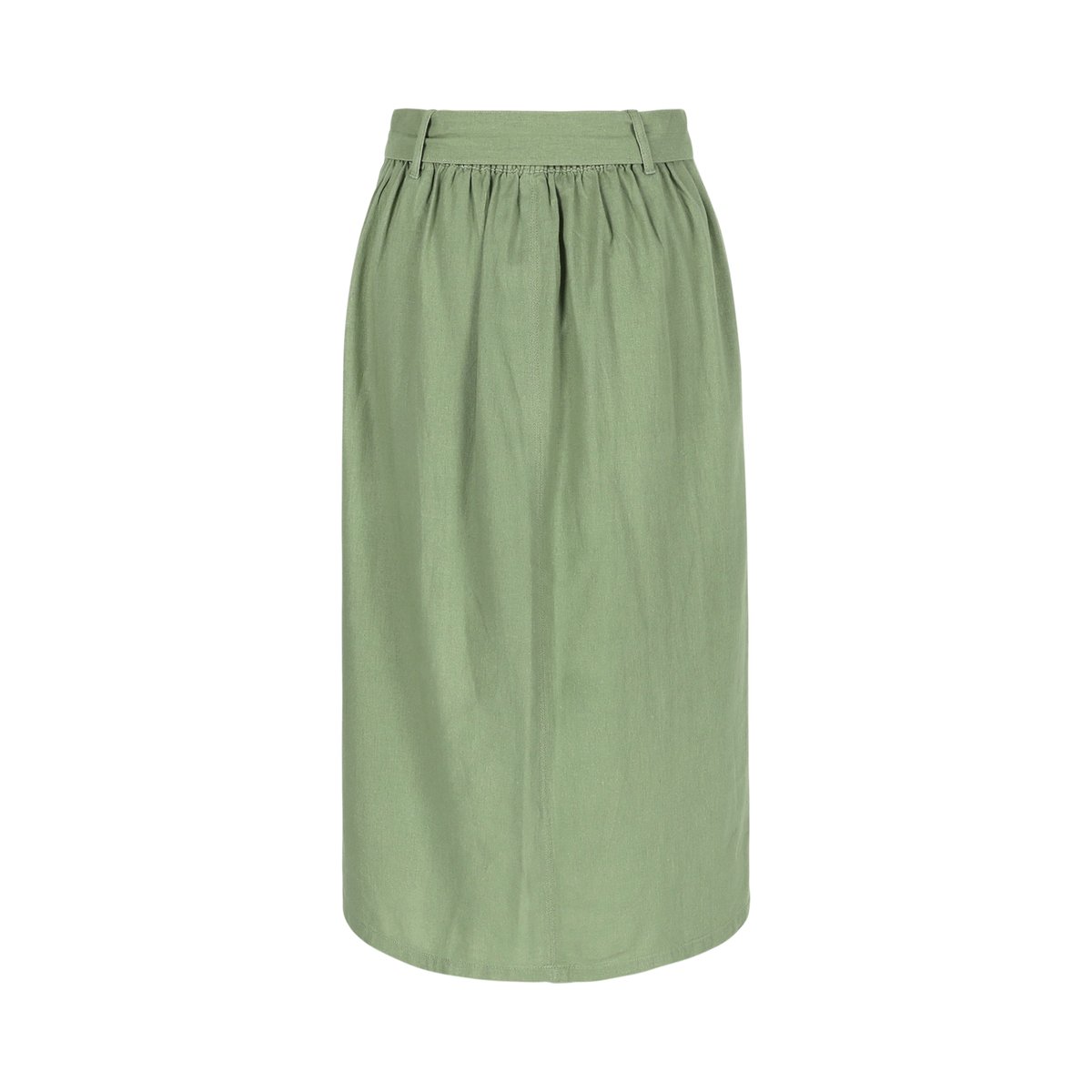 Jupe en lin avec fente khaki, LOLALIZA