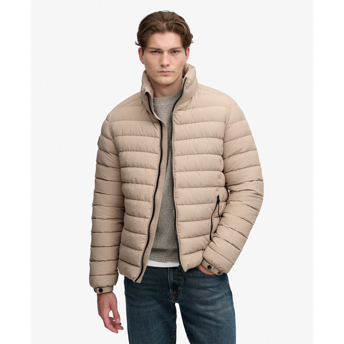 Doudoune Fuji Poids Moyen beige sarrasin, SUPERDRY