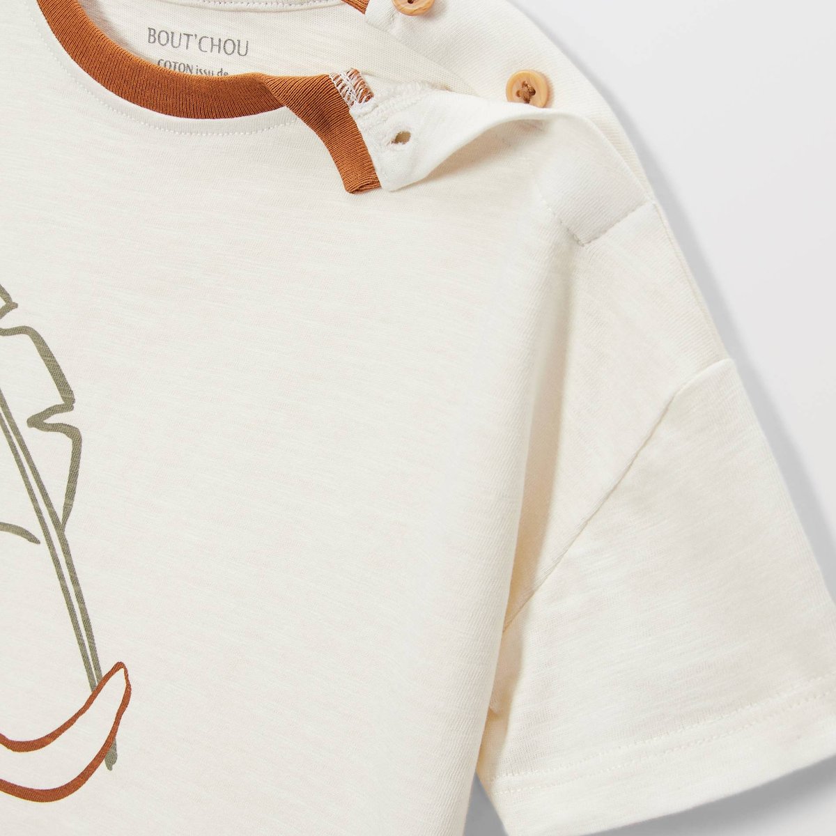 T-shirt manches courtes imprimé en coton BIO GOTS naturel, BOUT'CHOU