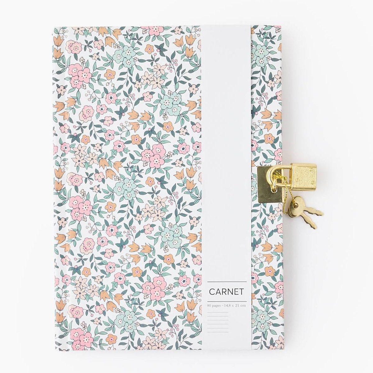 Journal intime A5 ligné, 80 pages avec cadenas amaretti, MONOPRIX