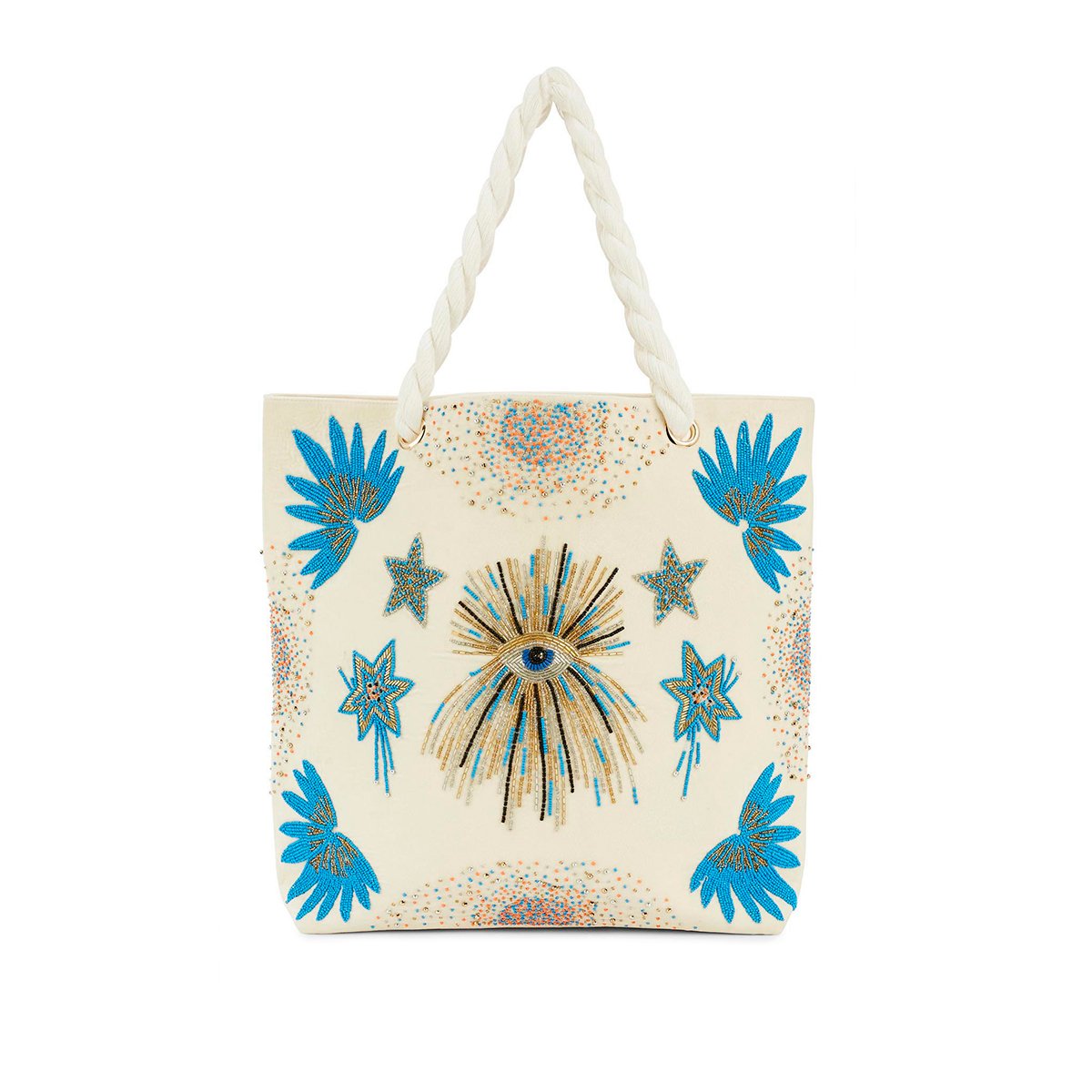 Sac cabas brodé de perles JULIUS blanc, WILD