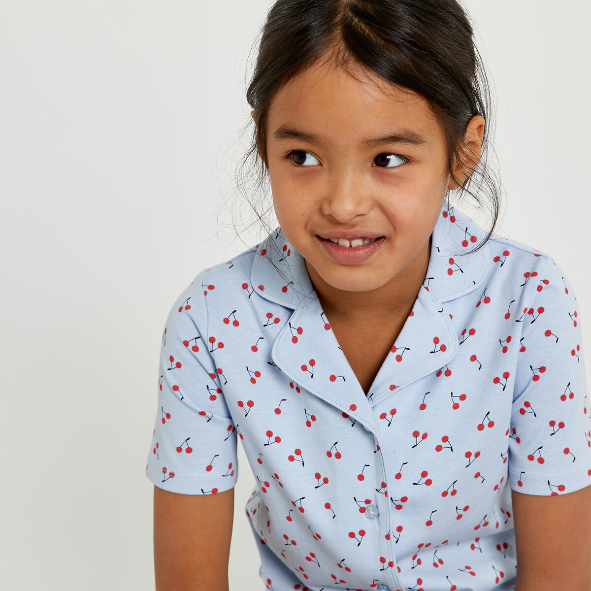 Pyjashort met kersenprint blauw, LA REDOUTE COLLECTIONS