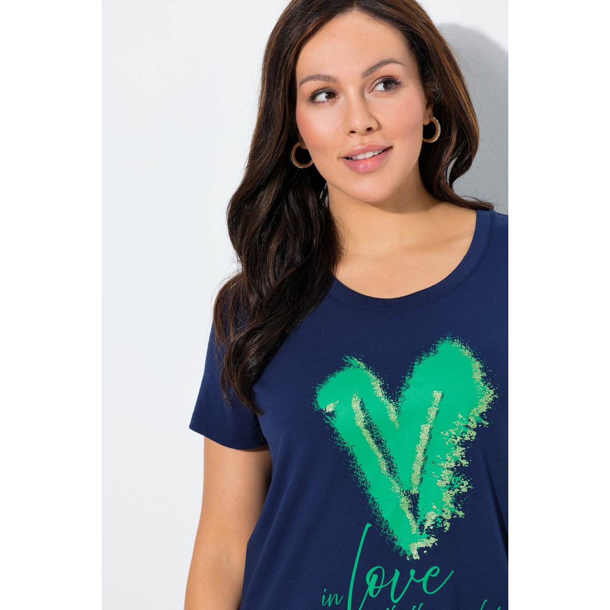 T-shirt motif cœur bleu encre, ULLA POPKEN
