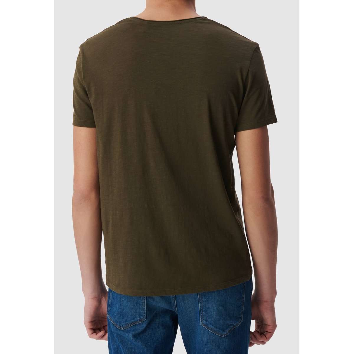 Tee-shirt col V L'Essentiel vert kaki, IKKS