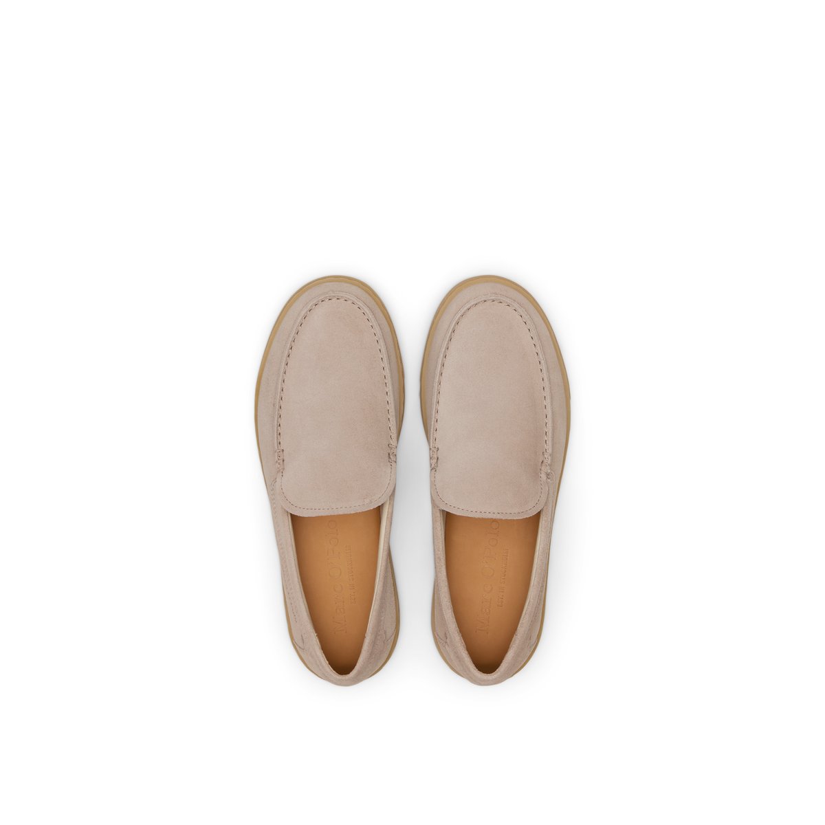Mocassins modèle à carreaux en cuir velours beige, MARC O'POLO