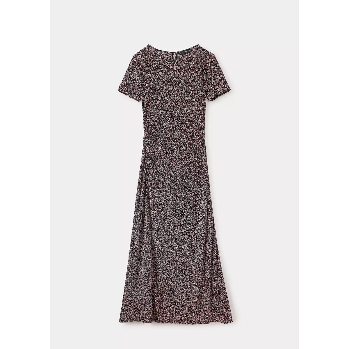 Robe imprimée détail drapé noir, MANGO