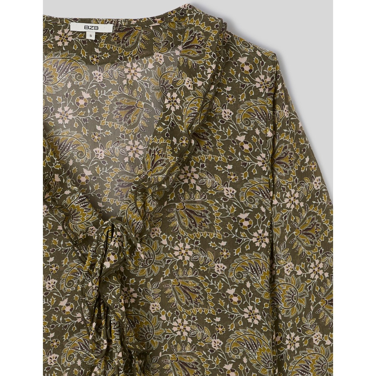 Blouse imprimée volantée multicolore, BZB