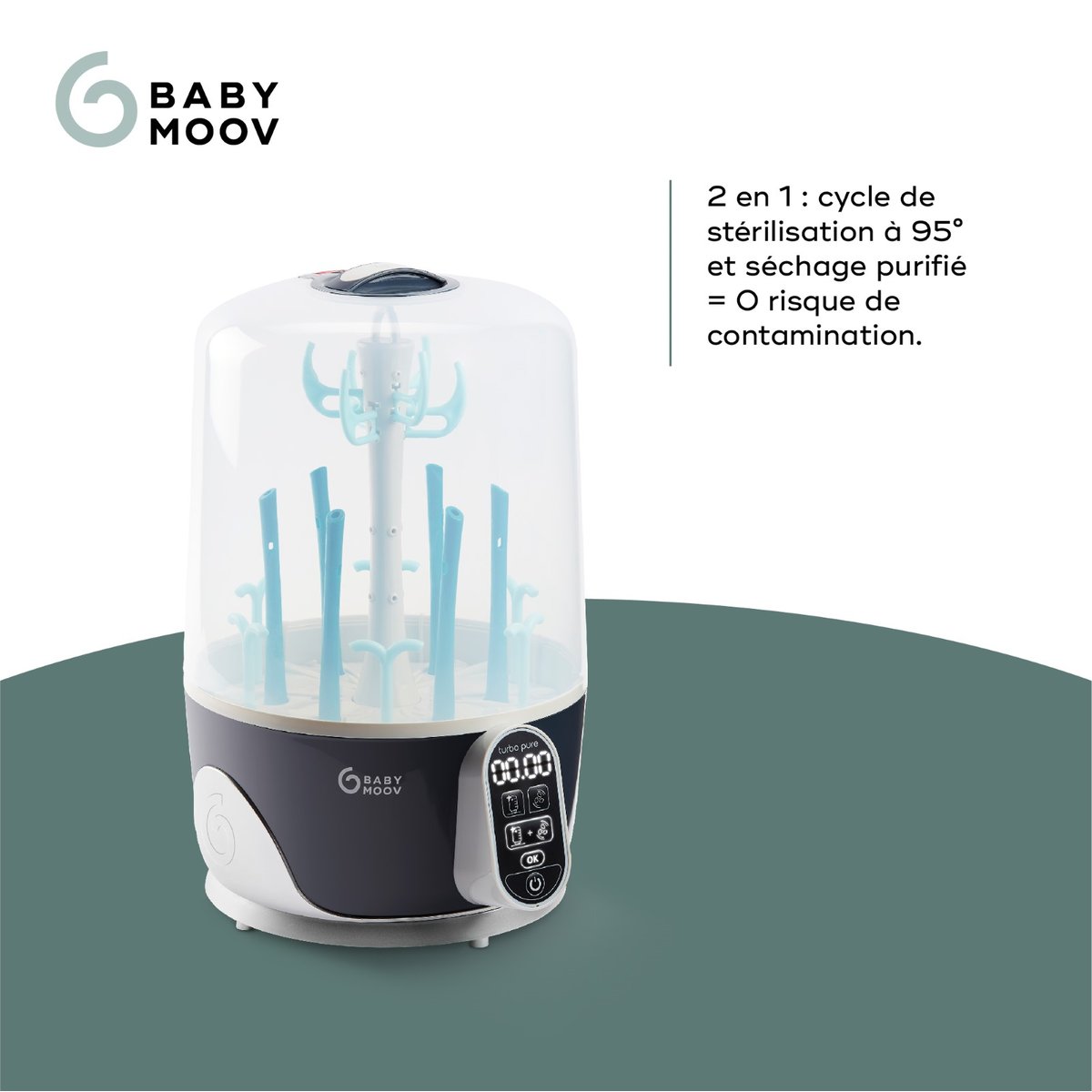 Stérilisateur sèche biberons Turbo Pure bleu, BABYMOOV