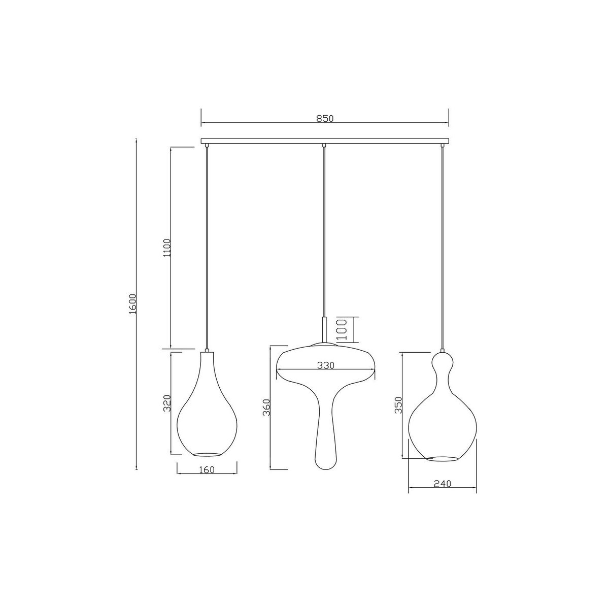 Suspension en verre, GOCCIA gris, KARE DESIGN