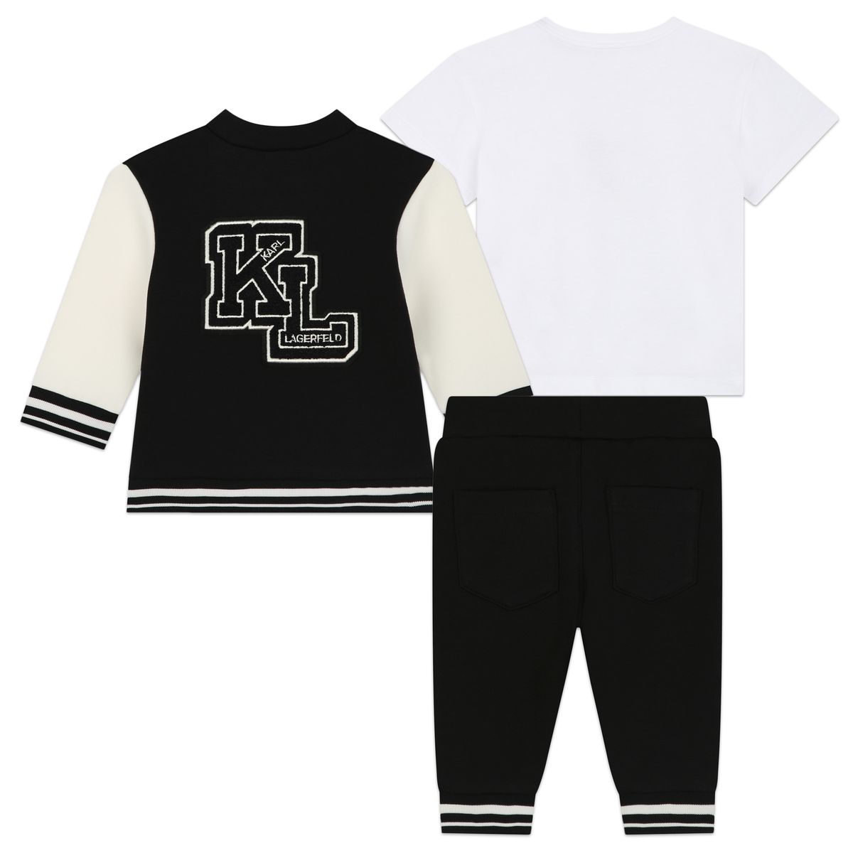 Ensemble 3 pièces jogging ecru noir, KARL LAGERFELD KIDS