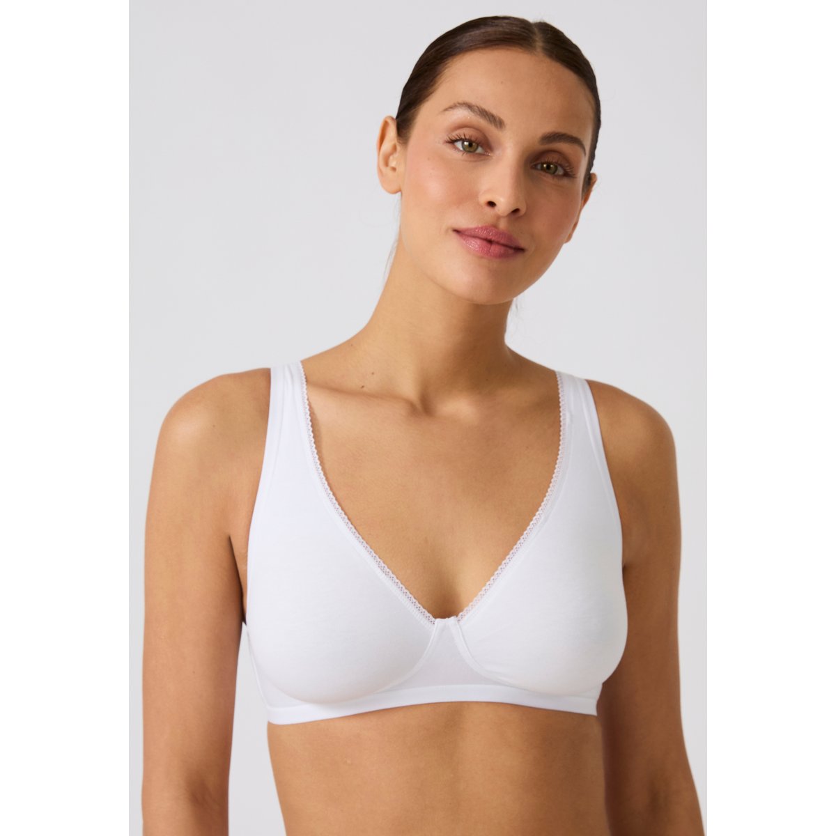 Soutien-gorge sans armatures emboîtant coton majoritaire blanc, DAMART