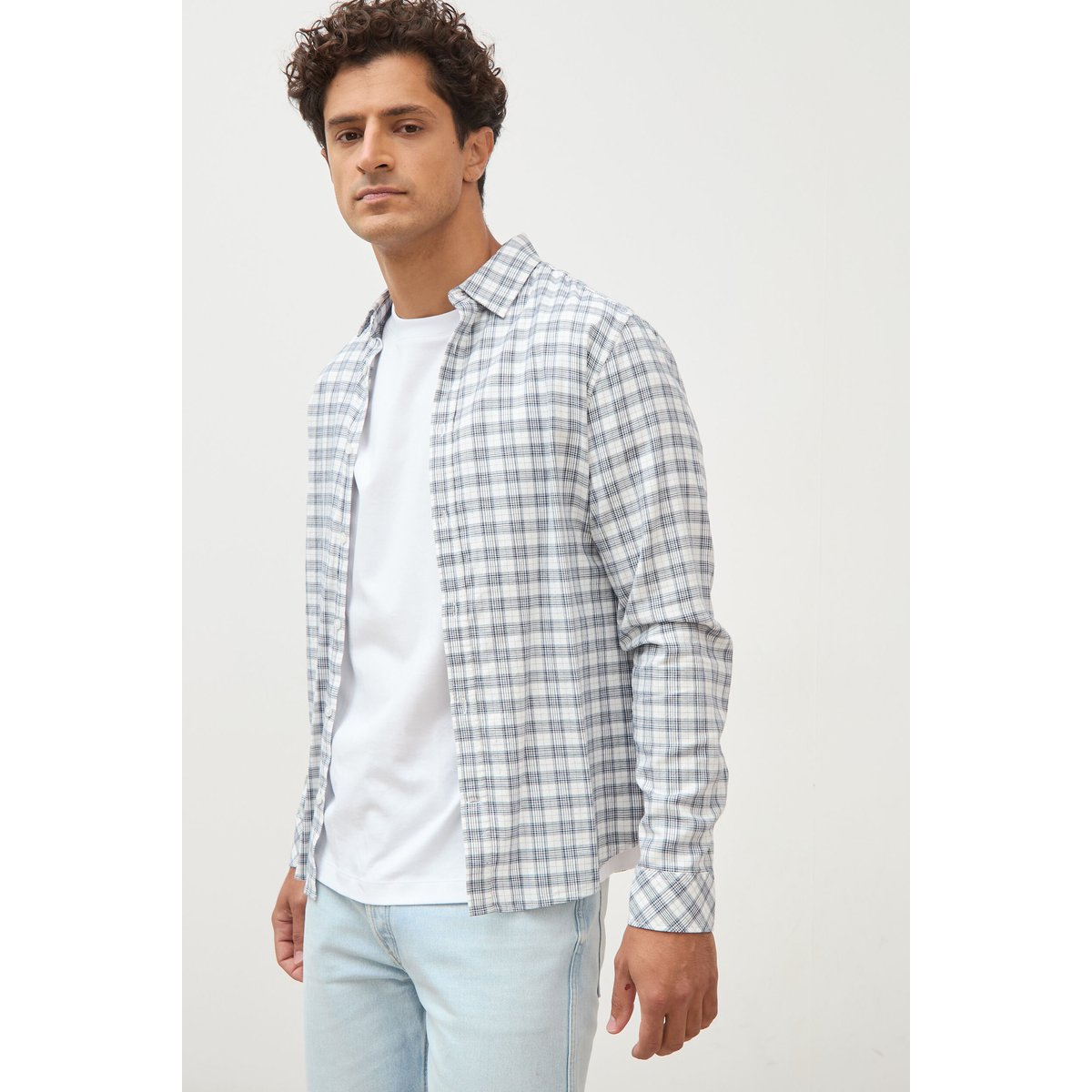 Chemise manches longues bleu foncé, BONOBO