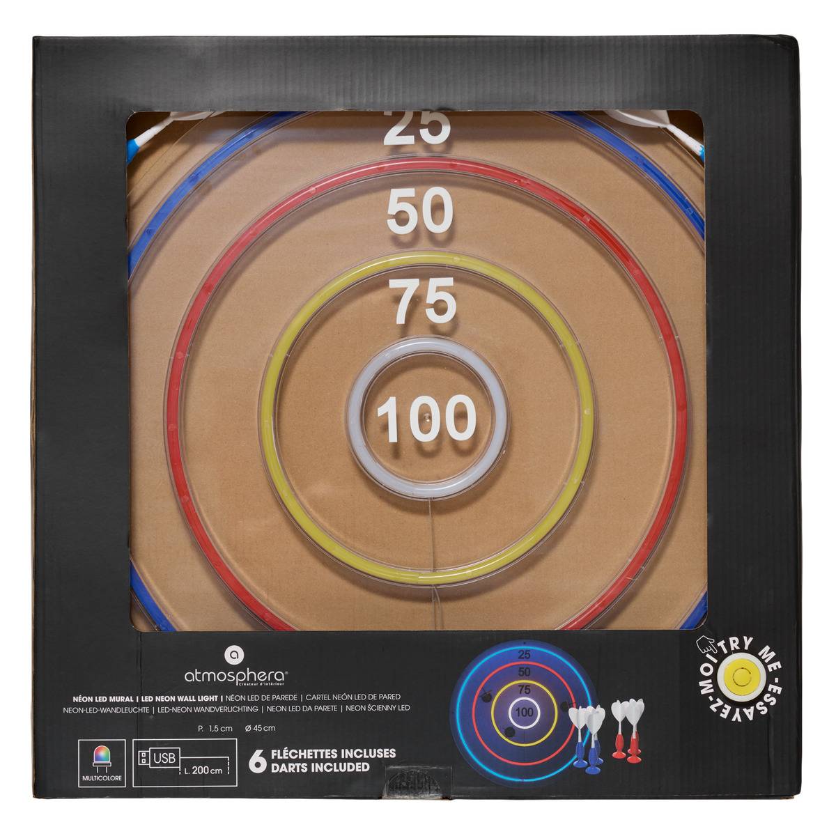 Néon LED Fléchette multicolore, ATMOSPHERA