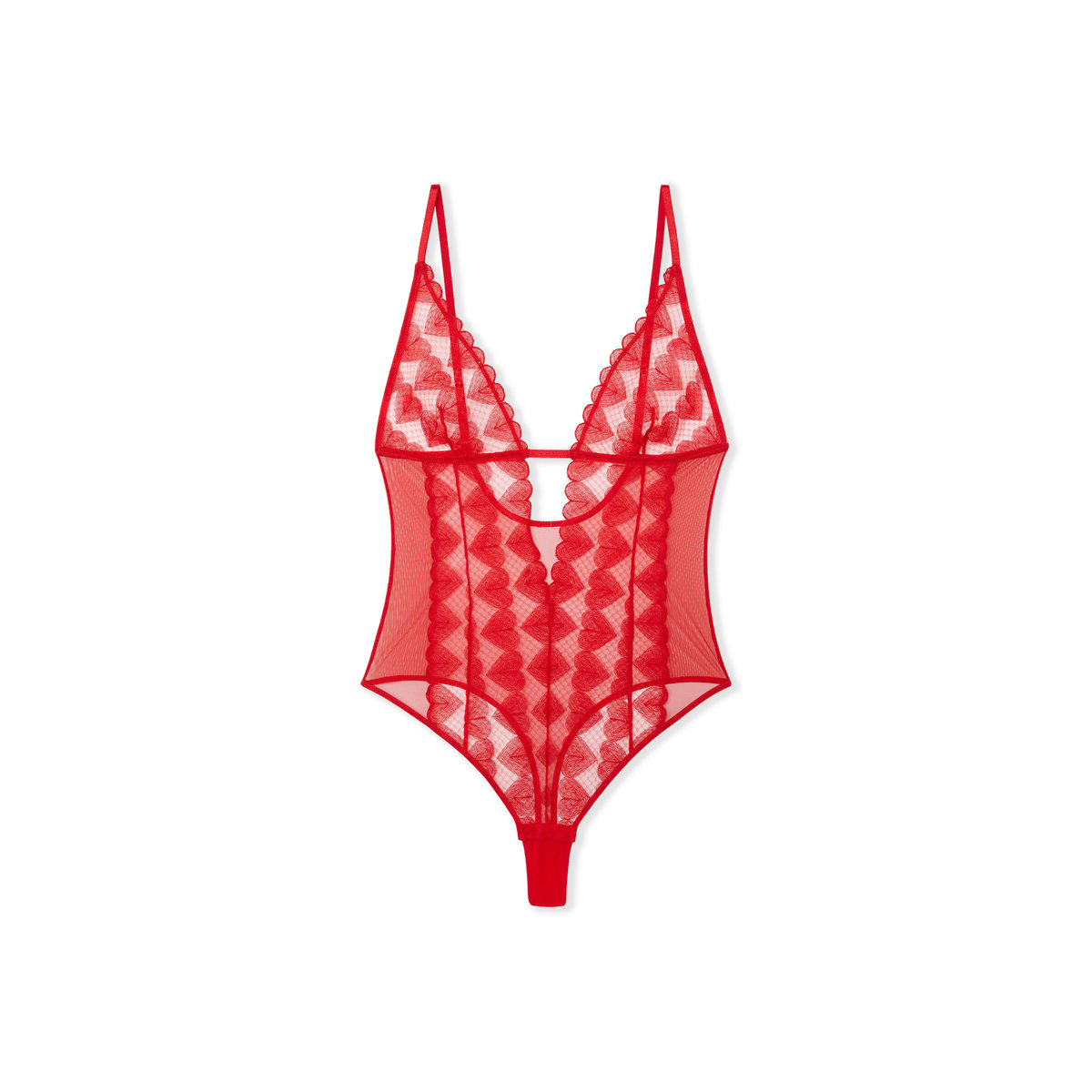 Body en broderie cœurs DESIR rouge, ETAM