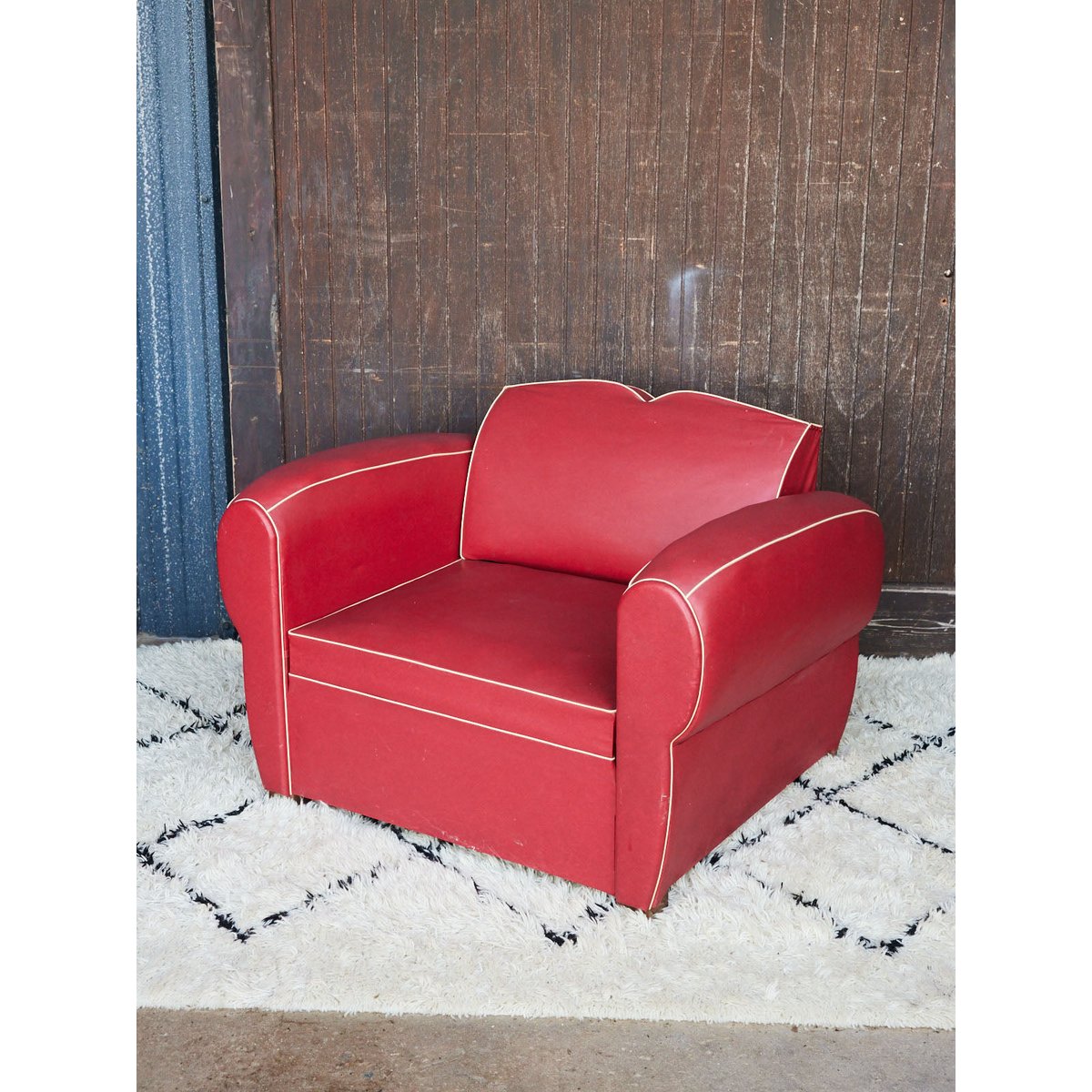 Maxi fauteuil vintage rouge et crème Jakob N°1434 - Bon état rouge, DEBONGOUT