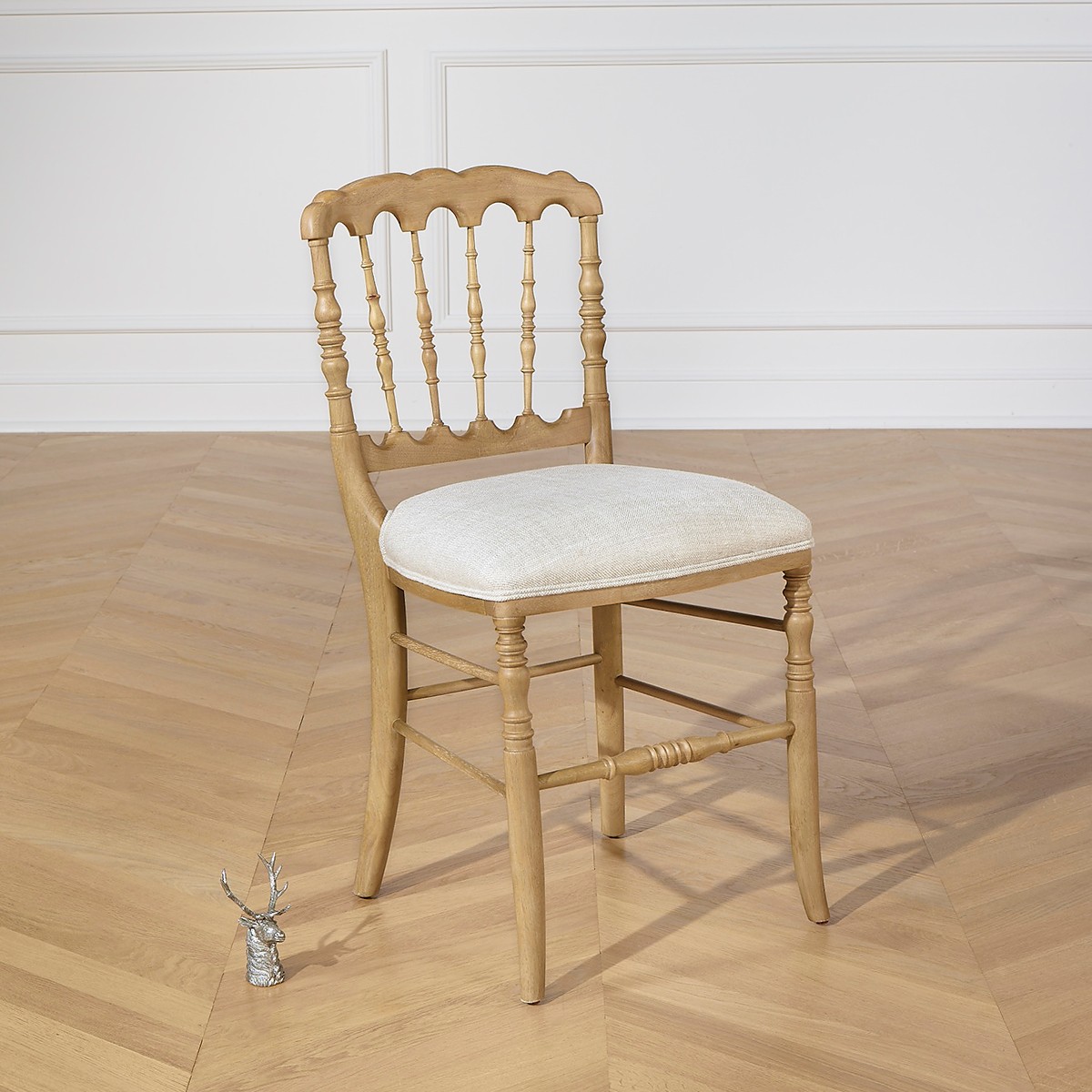 Lot de 2 chaises en hévéa et lin NAPOLEON III lin, ROBIN DES BOIS