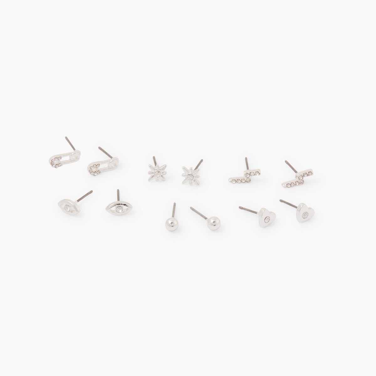 Set de 6 paires de petites puces d'oreilles argentées argenté, BALABOOSTE