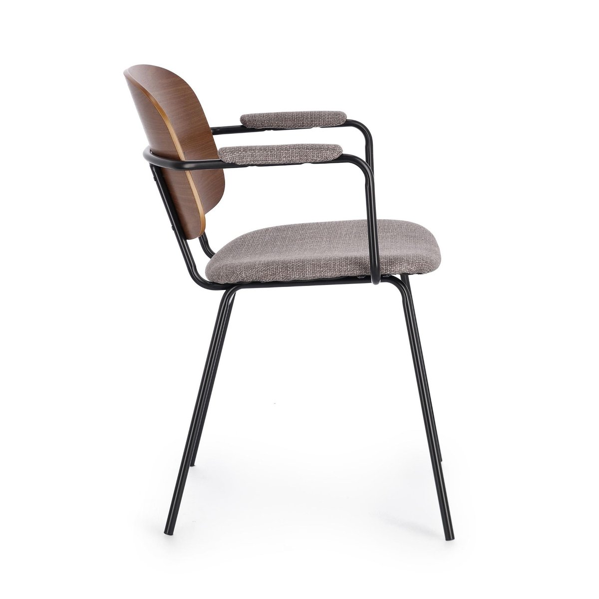 Chaises de salle à manger à accoudoirs bois et tissu (lot de 2) - JADE gris, HELLIN, DEPUIS 1862