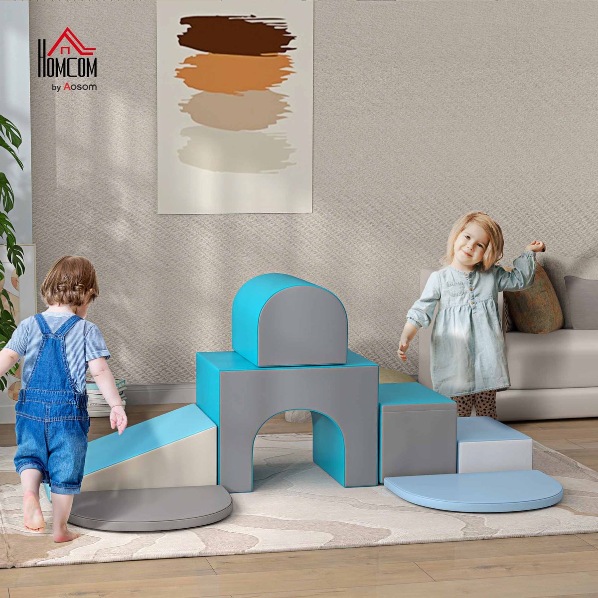 Ensemble de jeux mous pour enfants Revêtement bleu, HOMCOM