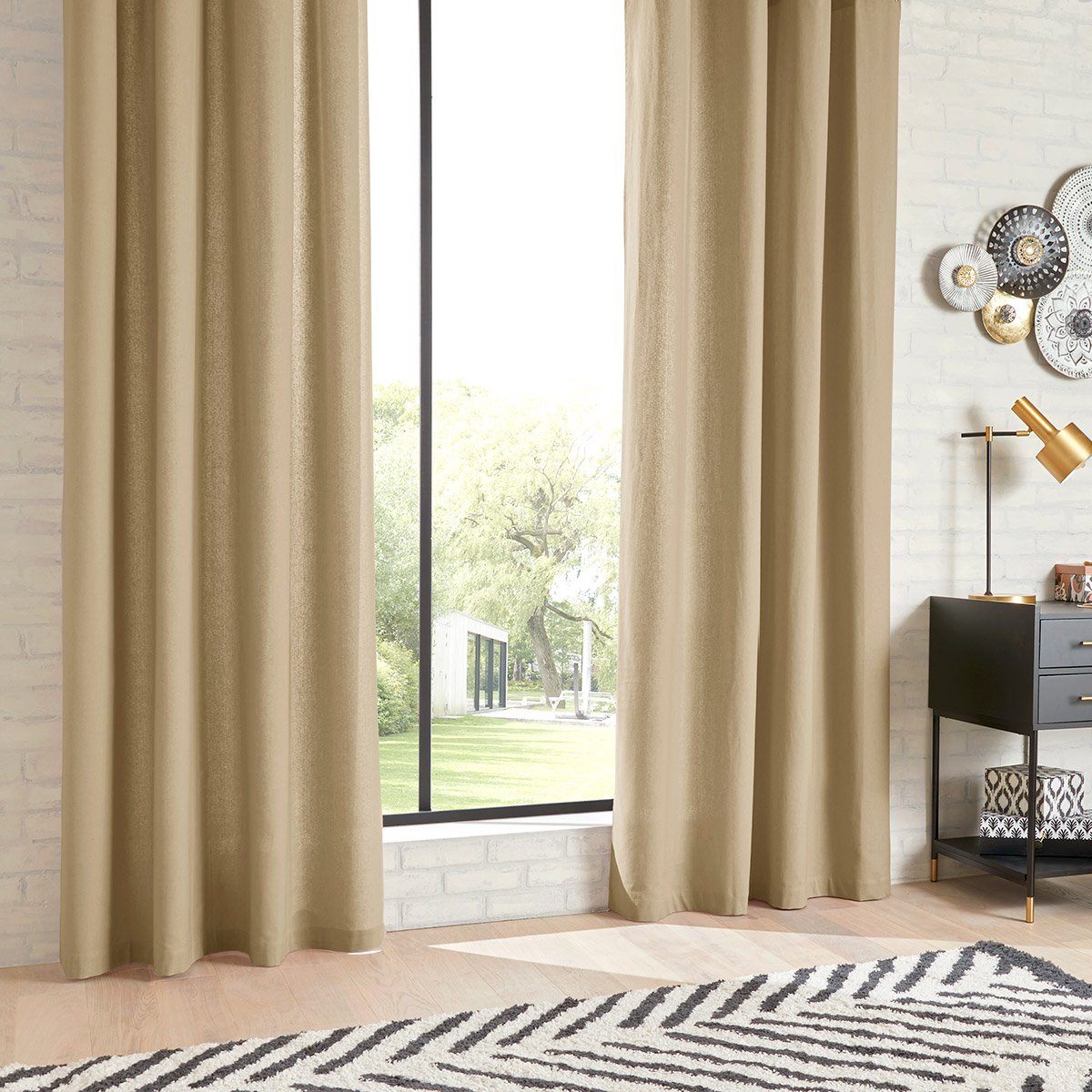 Rideau en coton ANJALI beige lin, ATMOSPHERA
