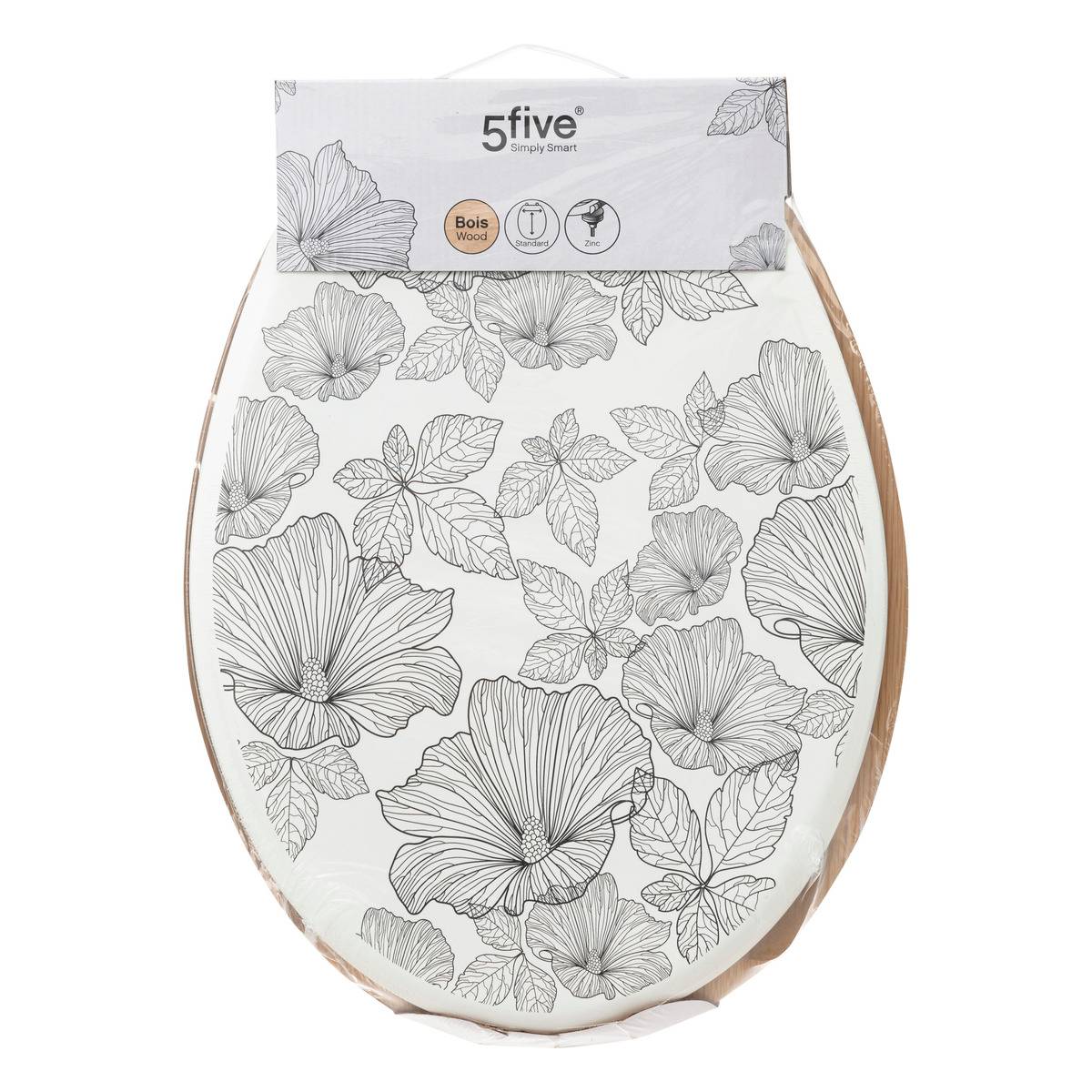 Abattant WC design végétal BLACKFLORA blanc, 5FIVE SIMPLY SMART
