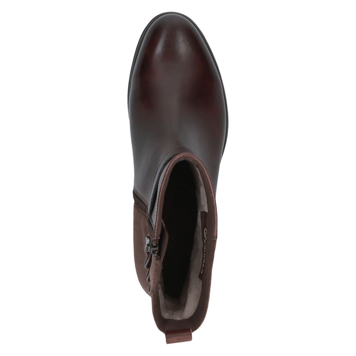 Bottine en cuir marron foncé combiné, CAPRICE