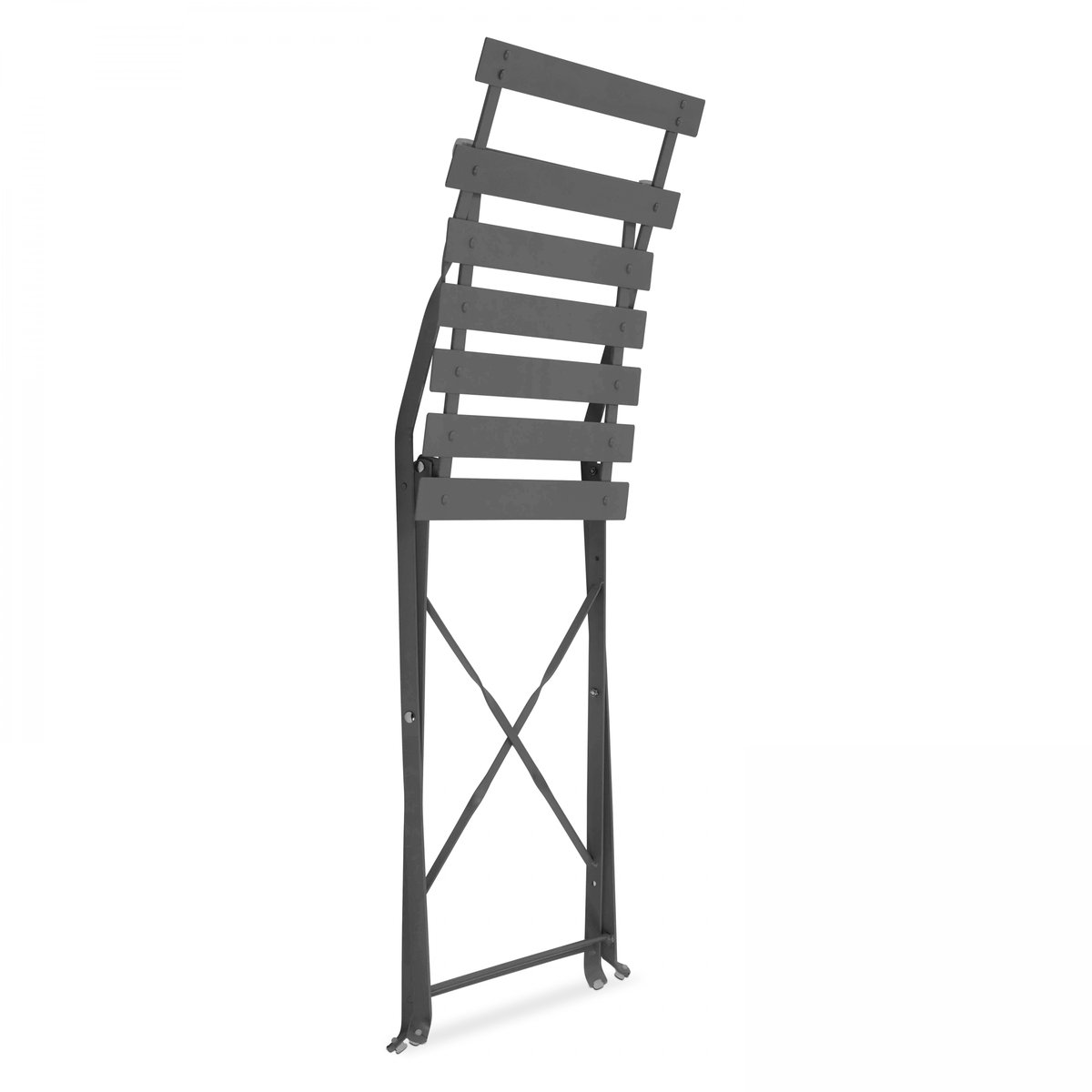 Salon de jardin table bistrot et 4 chaises pliantes, ROME gris anthracite, OVIALA