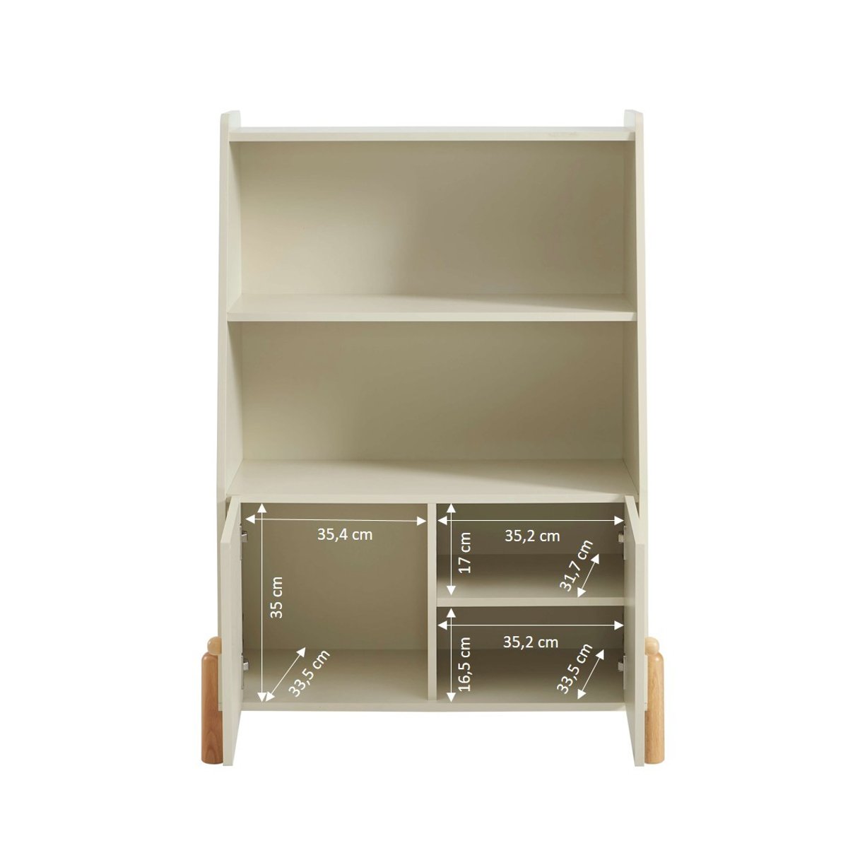 Bibliothèque enfant 2 portes  MONA beige et bois clair, BAÏTA