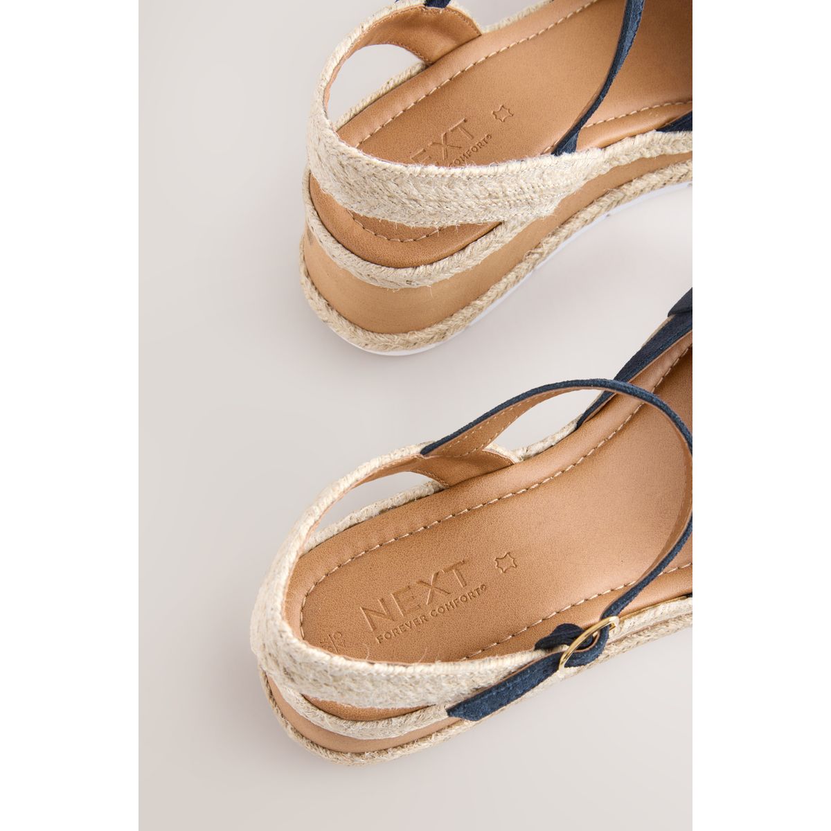 Espadrilles compensées en daim avec nœud bleu marine, NEXT