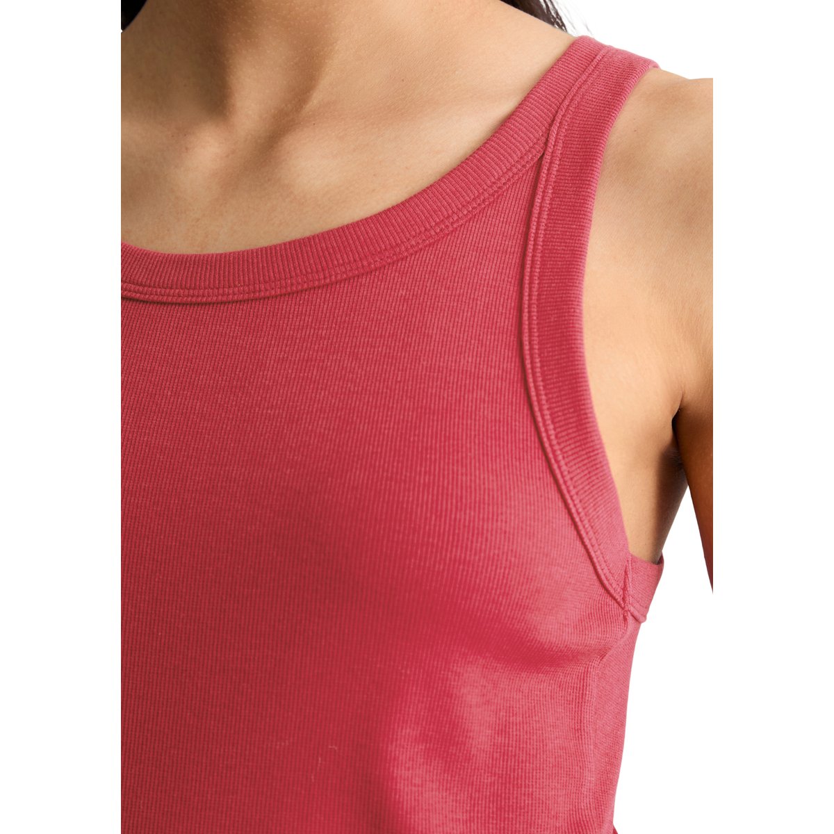 Débardeur côtelé DfC slim en jersey stretch de coton bio rouge, MARC O’POLO DENIM