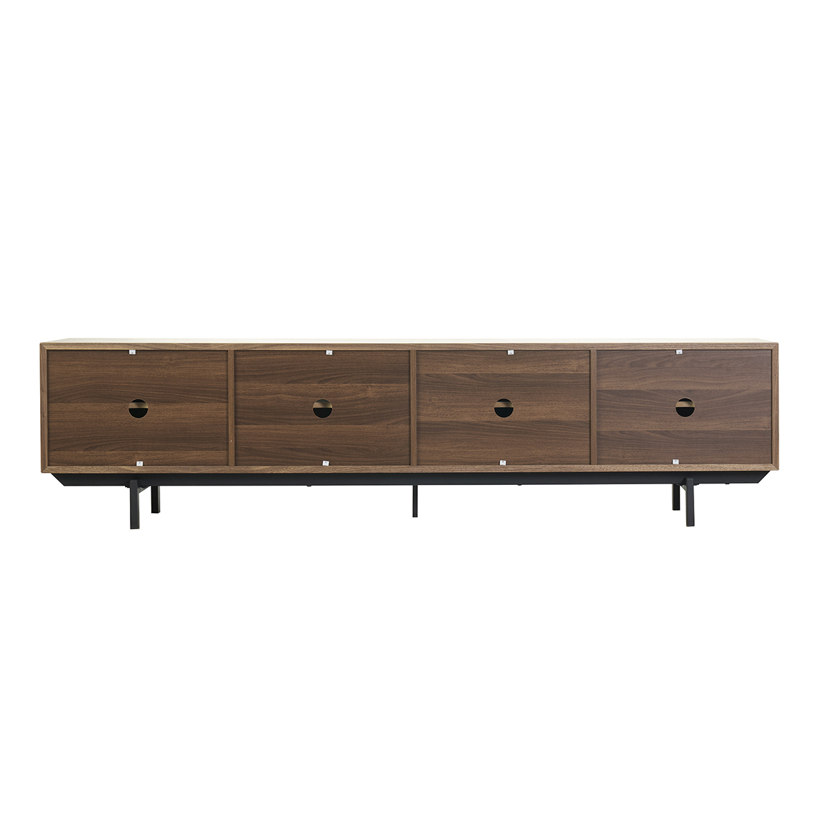 Meuble TV vintage bois foncé noyer et métal noir L200 cm MANNY noyer, MILIBOO