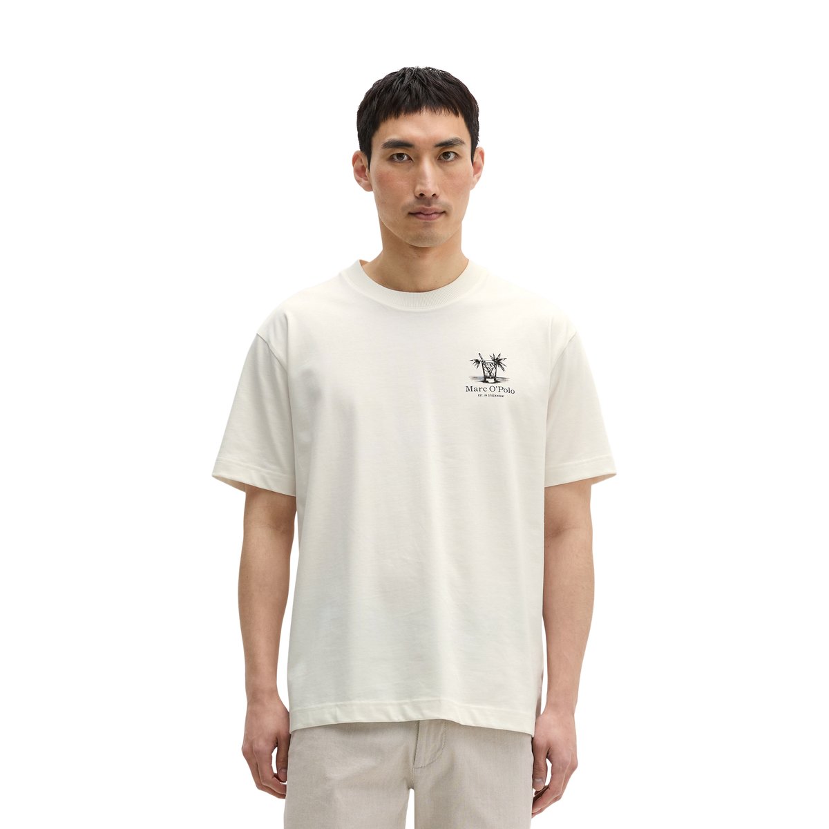 T-shirt loose avec un imprimé estival dans le dos blanc naturel, MARC O'POLO